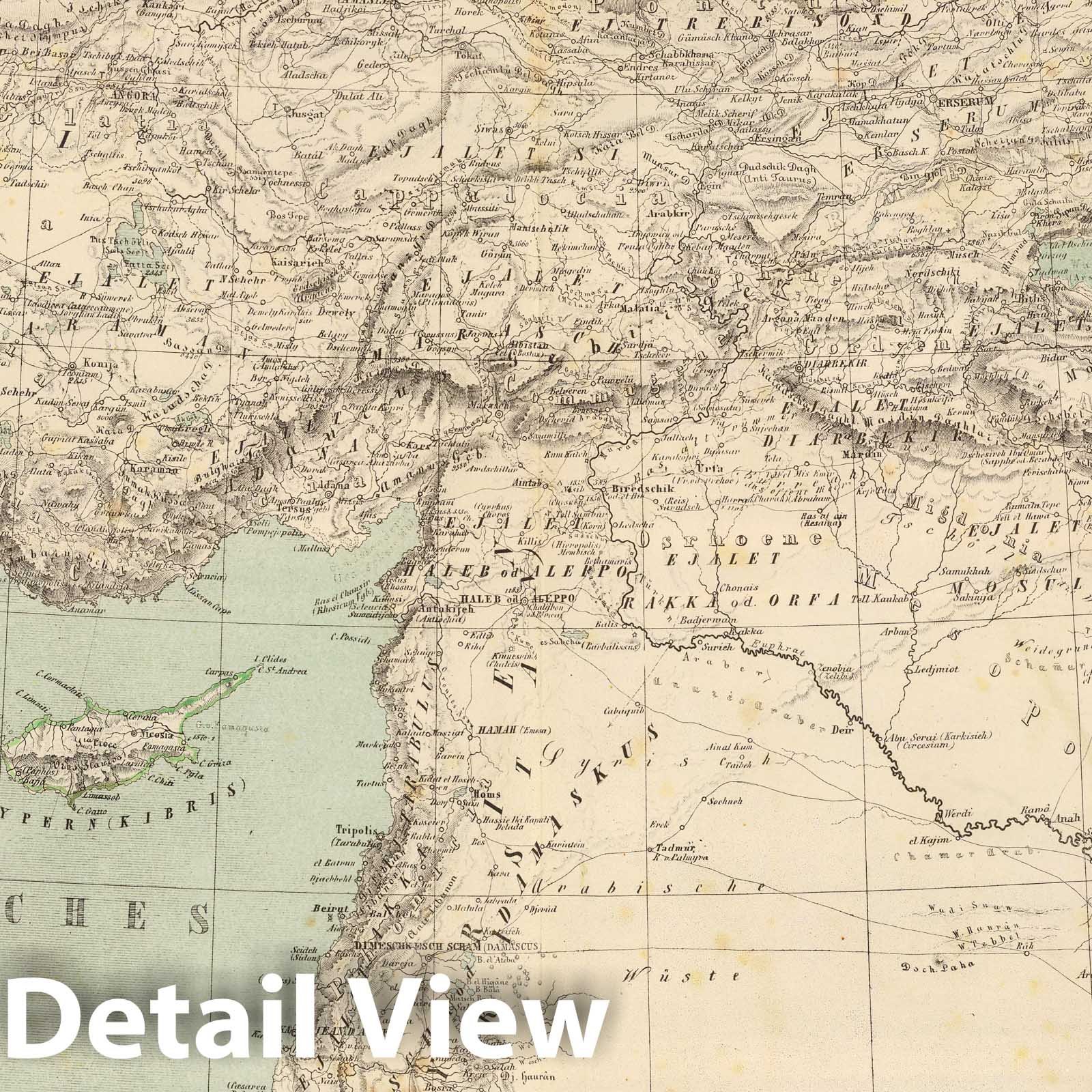 Asiatic Turkey - Railroad Map, 1864 - Historical Map Print