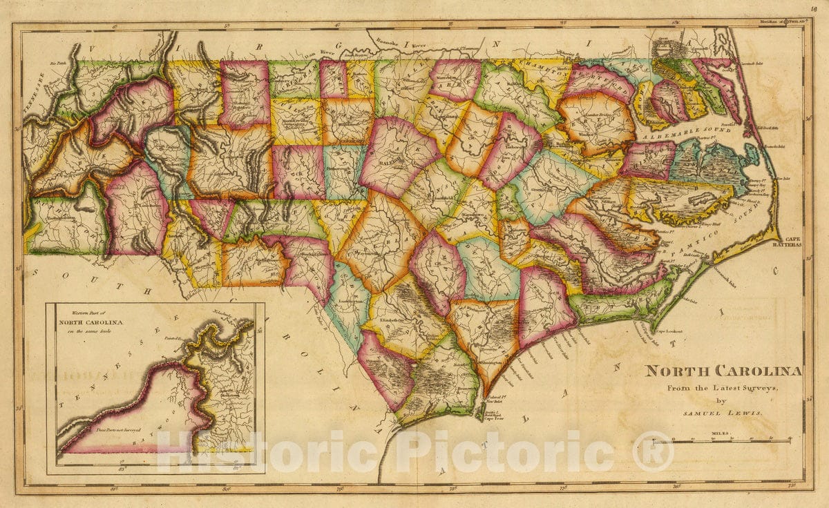 Historic Map : 1822 North Carolina. - Vintage Wall Art
