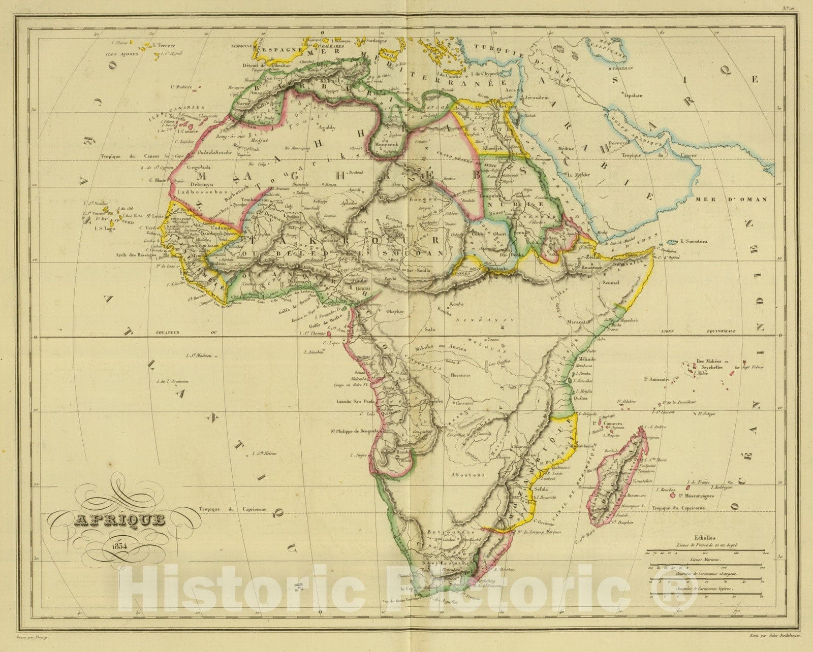 Historic Map : 1837 Afrique. v2 - Vintage Wall Art