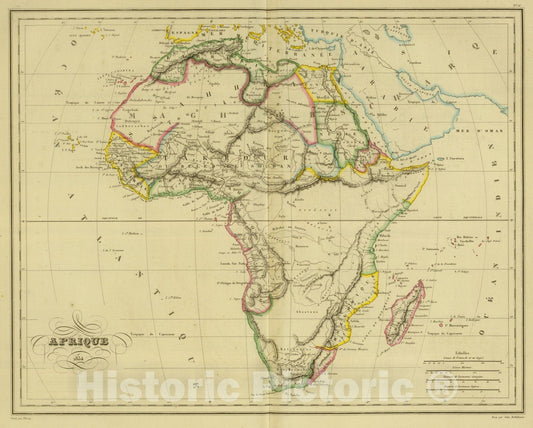 Historic Map : 1837 Afrique. v2 - Vintage Wall Art
