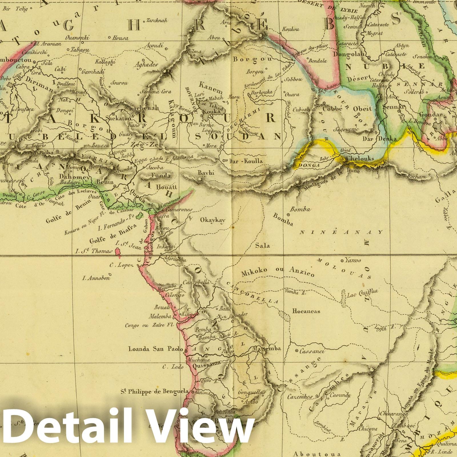 Africa - River Map, 1837 - Hand-Colored Historical Map Print