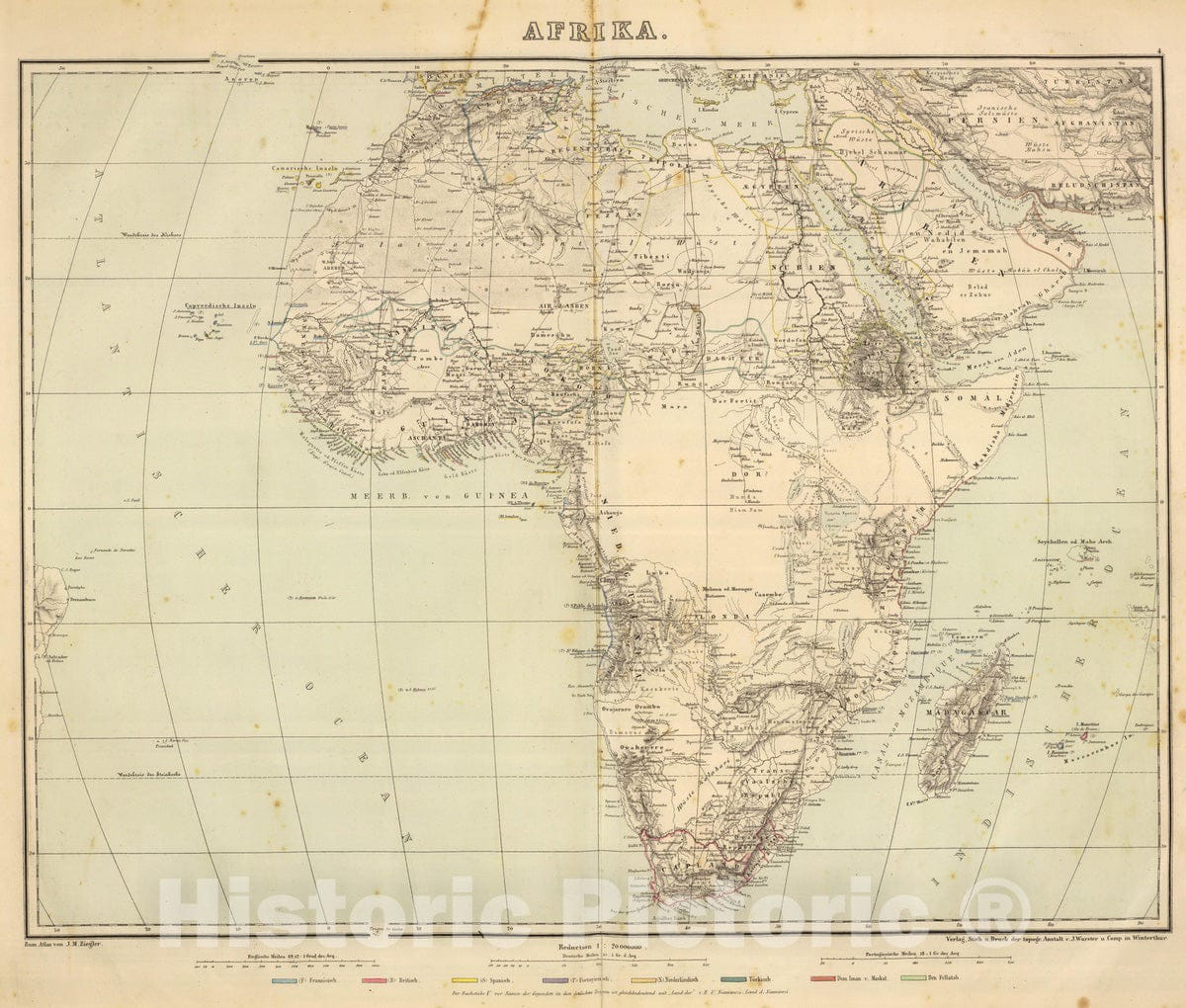 Historic Map : 1864 Afrika. - Vintage Wall Art