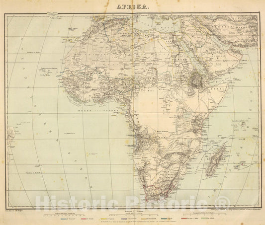 Historic Map : 1864 Afrika. - Vintage Wall Art