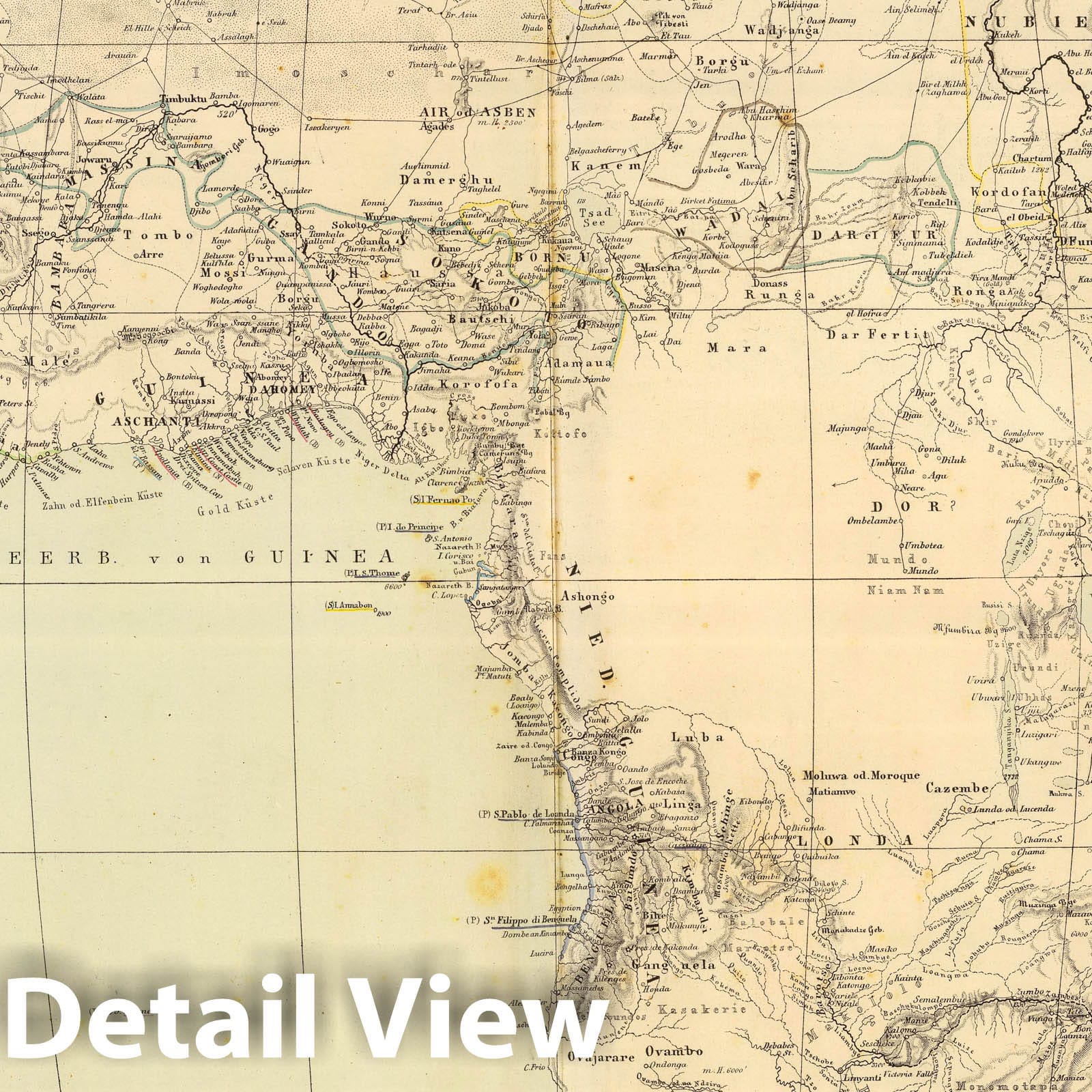 Africa - Road Map, 1864 - Historical Map Print