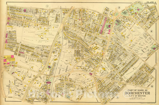 Historic Map : City Atlas - 1899 4. Ward 20 Dorchester. - Vintage Wall Art