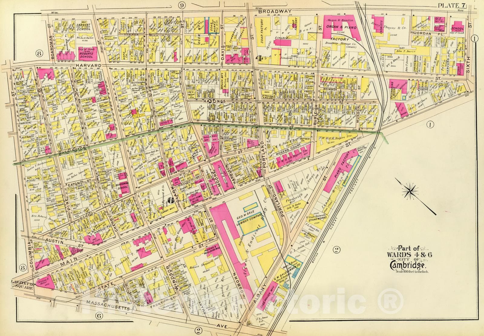 Historic Map : City Atlas - 1903 7. Wards 4, 6. - Vintage Wall Art