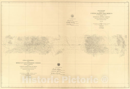 Historic Map : Mexico, Northern Mexico 1901 Linea Divisoria Entre Mexico Y Los Estados Unidos. No. 5. , Vintage Wall Art