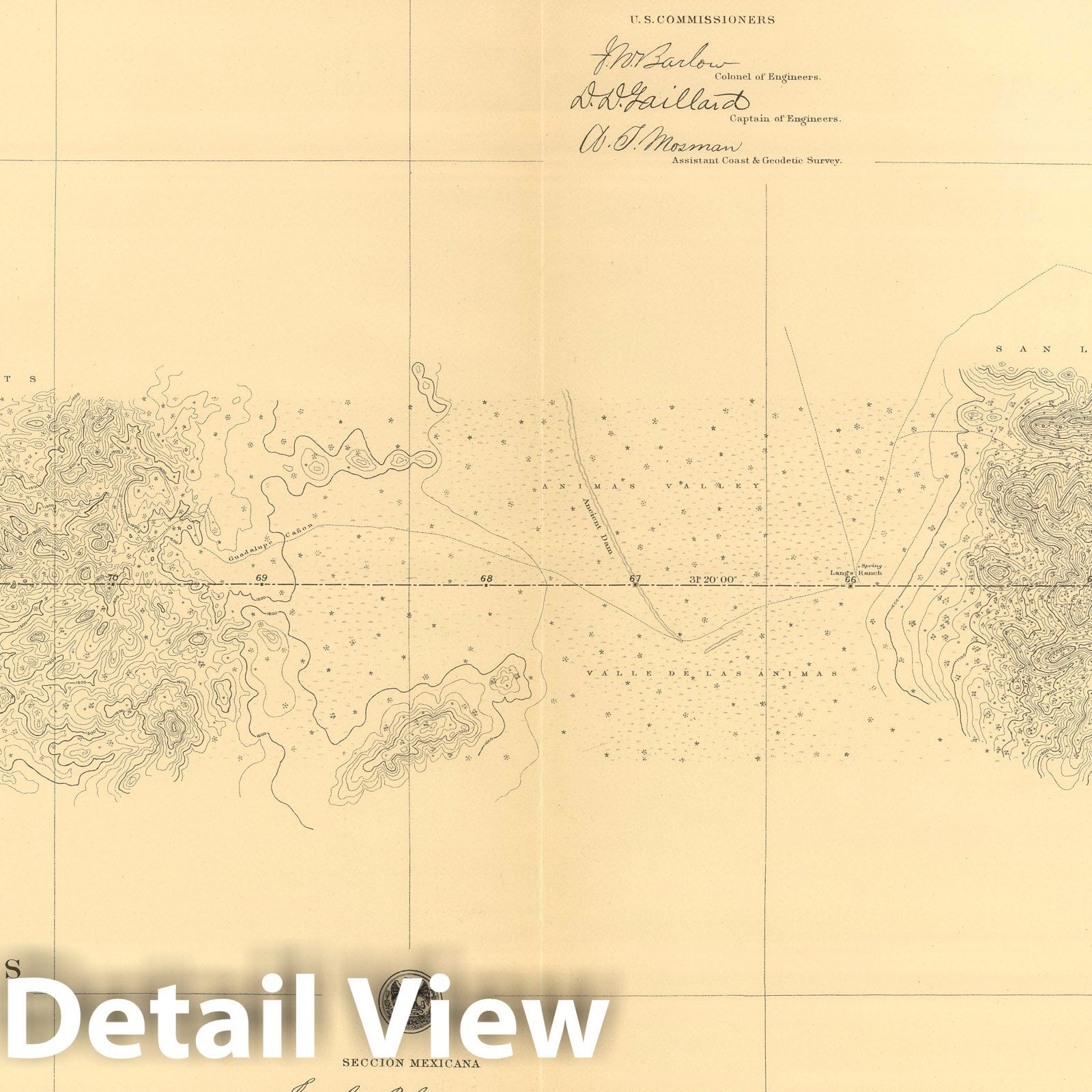 United States and Mexico Boundary - Plate No. 5, 1901 Historical Map Print