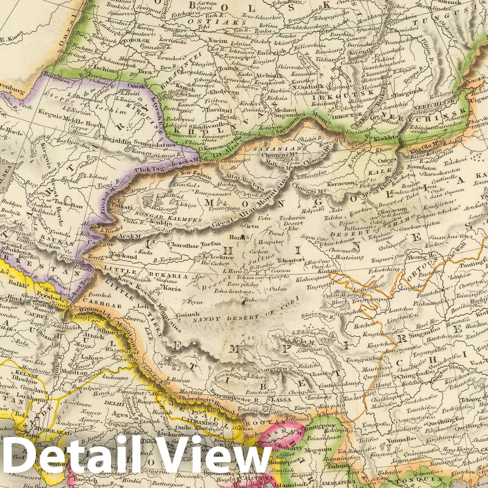 Asia - Road Map, 1844 - Historical Map Print