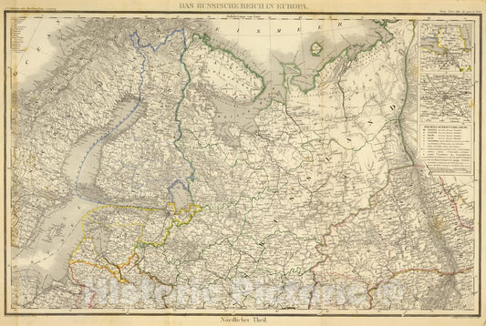 Historic Map : Finland; Russia, Europe, Eastern 1865 Das Russische Reich in Europa Nord. , Vintage Wall Art