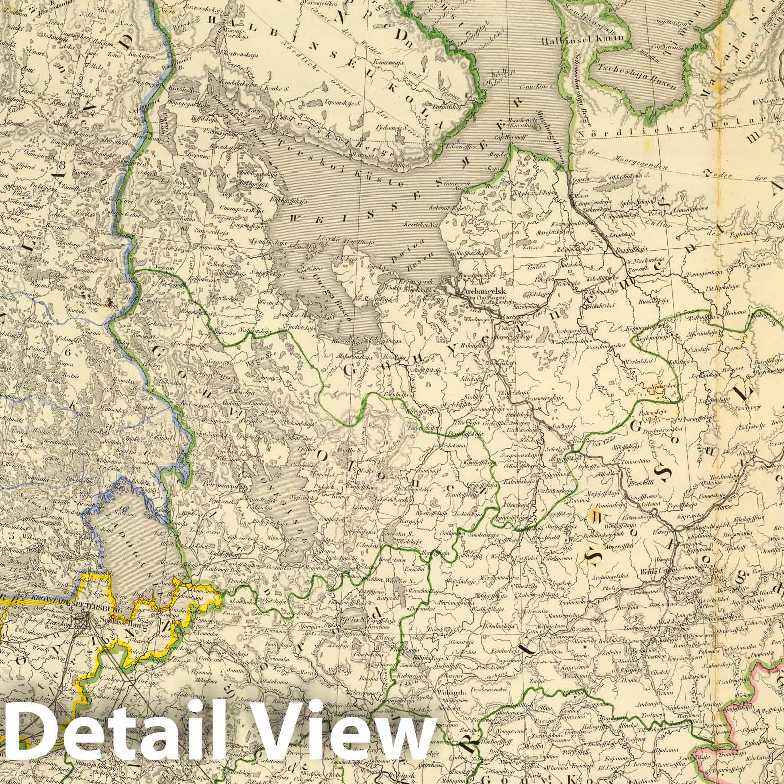 European Russia, Northern Part with St. Petersburg and Moscow regions - Railroad Map, 1865