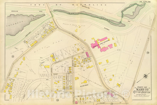 Historic Map : City Atlas - 1895 30. Ward 19. - Vintage Wall Art