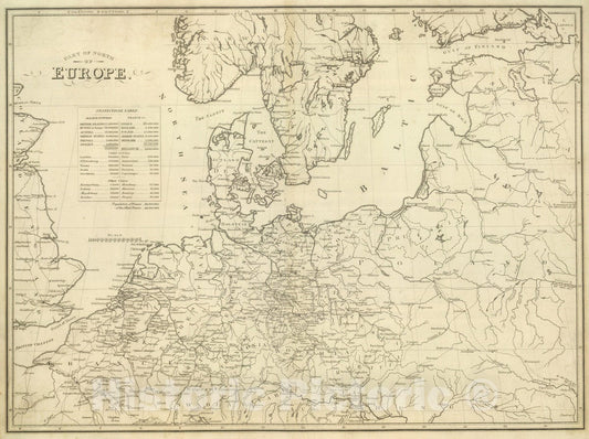 Historic Map : 1824 Part of North of Europe. - Vintage Wall Art