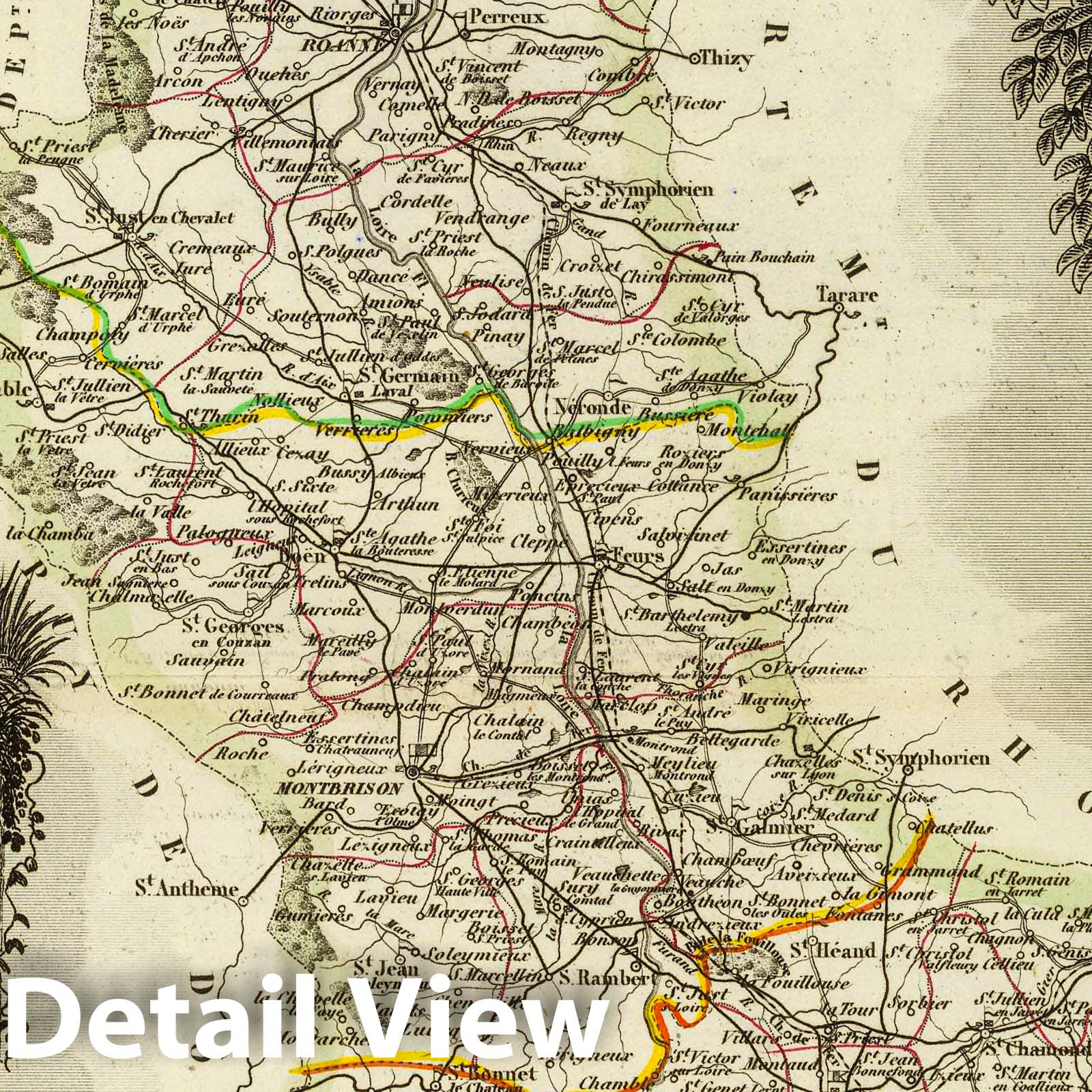 Loire - Railroad Map, 1856 - Historical Map Print