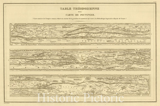 Historic Map : Mediterranean 1837 Table Theodosienne Dite Carte de Peutinger. , Vintage Wall Art