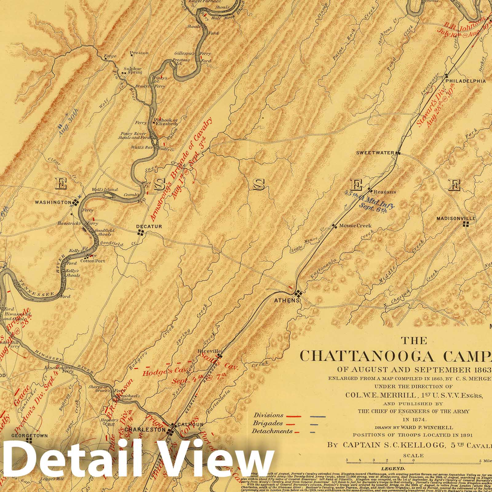 Civil War: Chattanooga, Chickamauga - Military Map, 1891