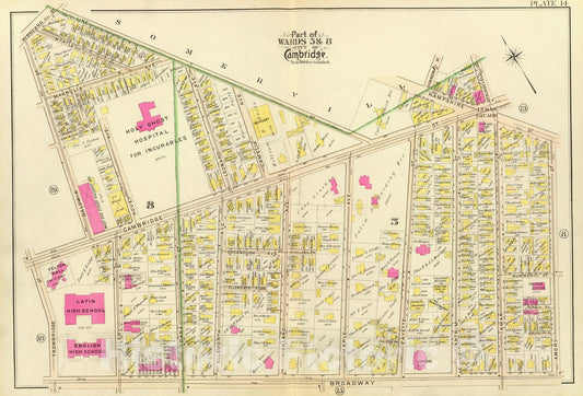 Historic Map : City Atlas - 1903 14. Wards 5, 8. - Vintage Wall Art
