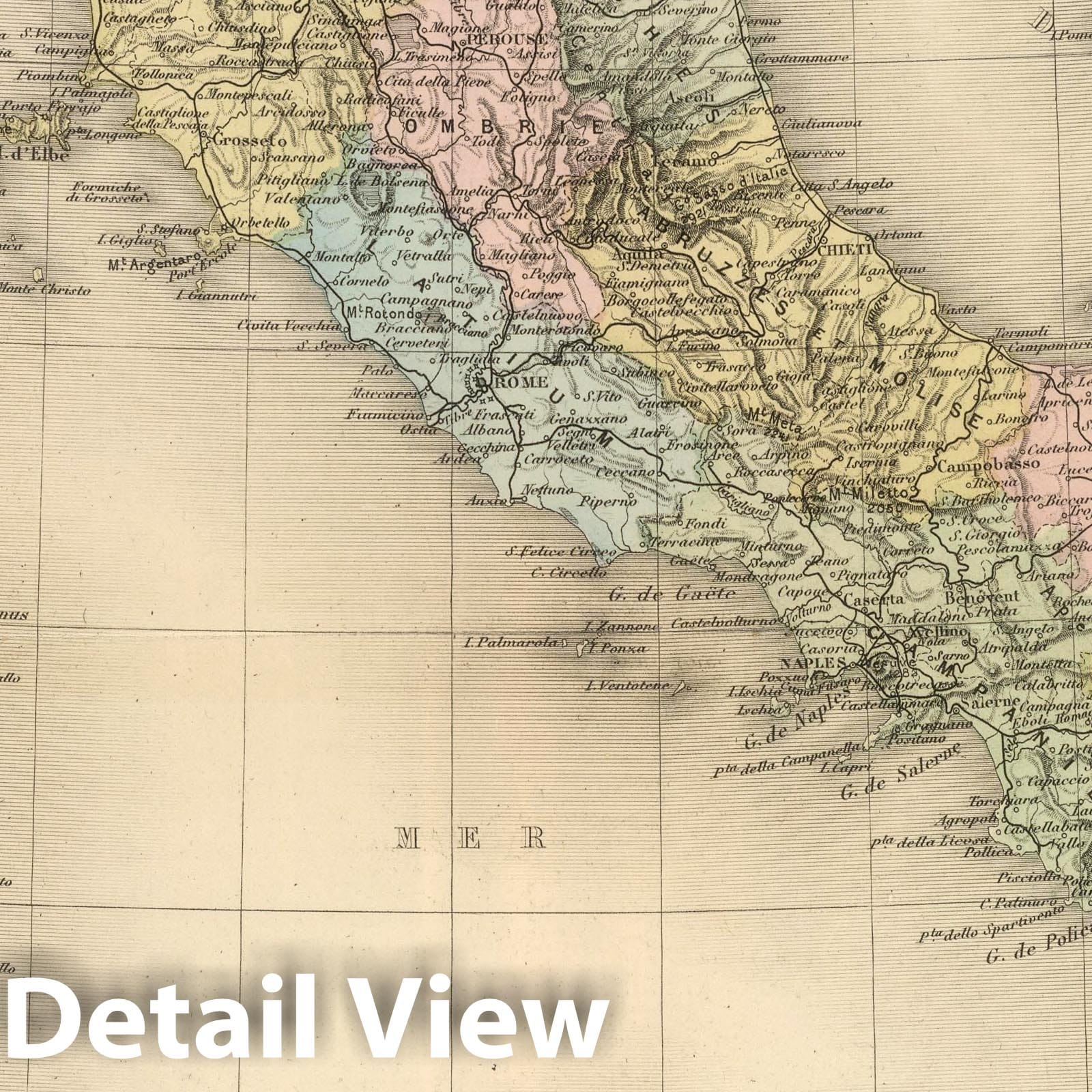 Italy - Railroad Map, 1892 - Historical Map Print