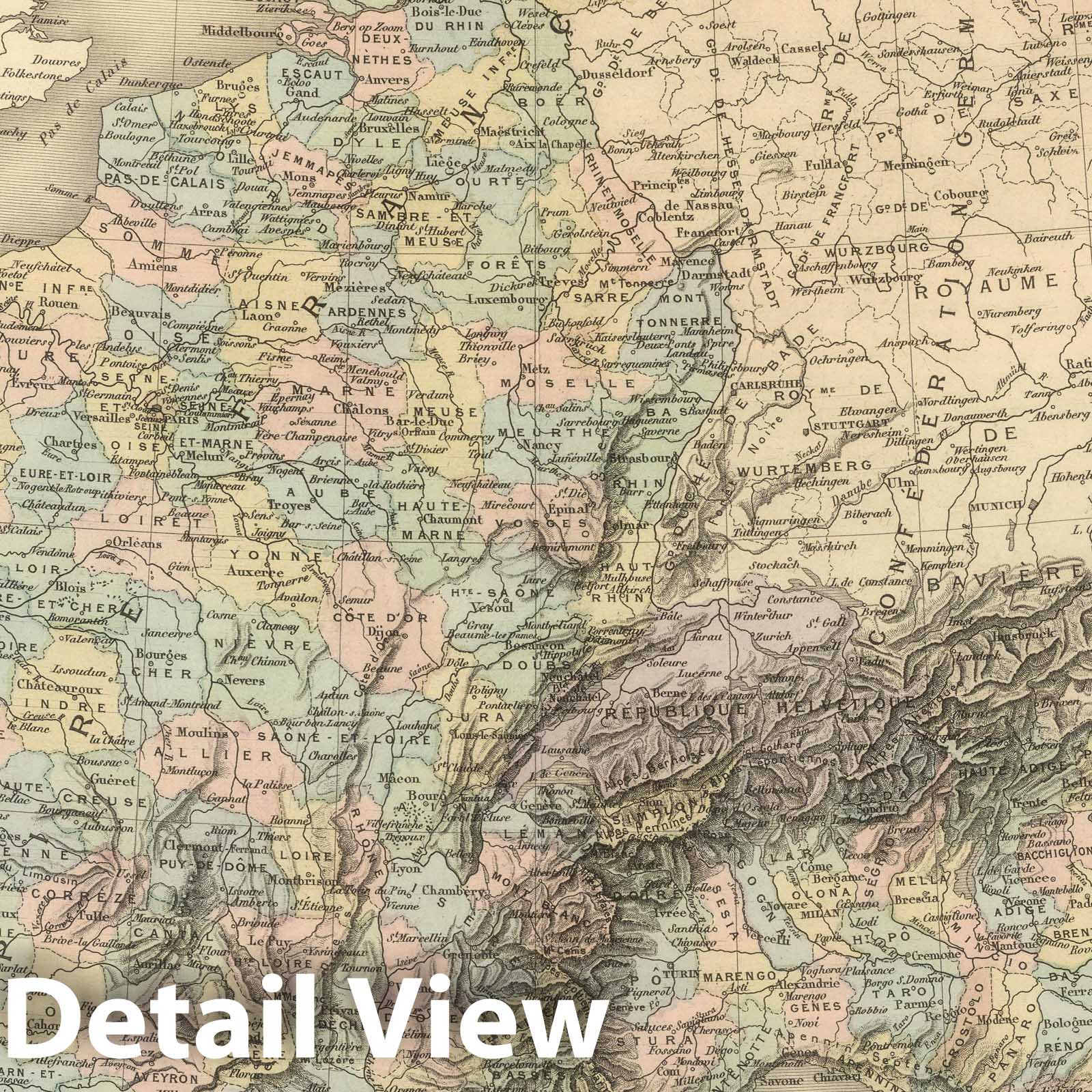 French Empire in 1811 - Railroad Map, 1892 French Atlas Print