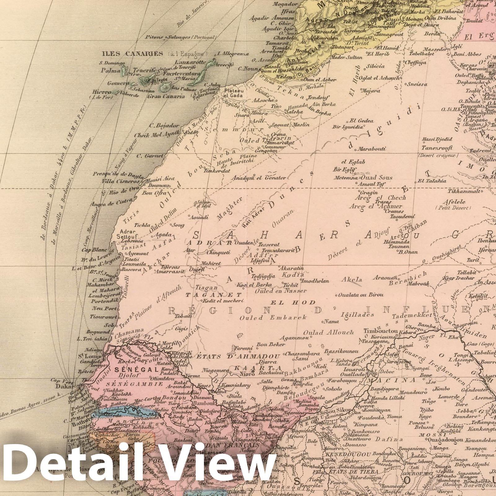 Northwestern Africa - Railroad Map, 1892 - Historical Map Print