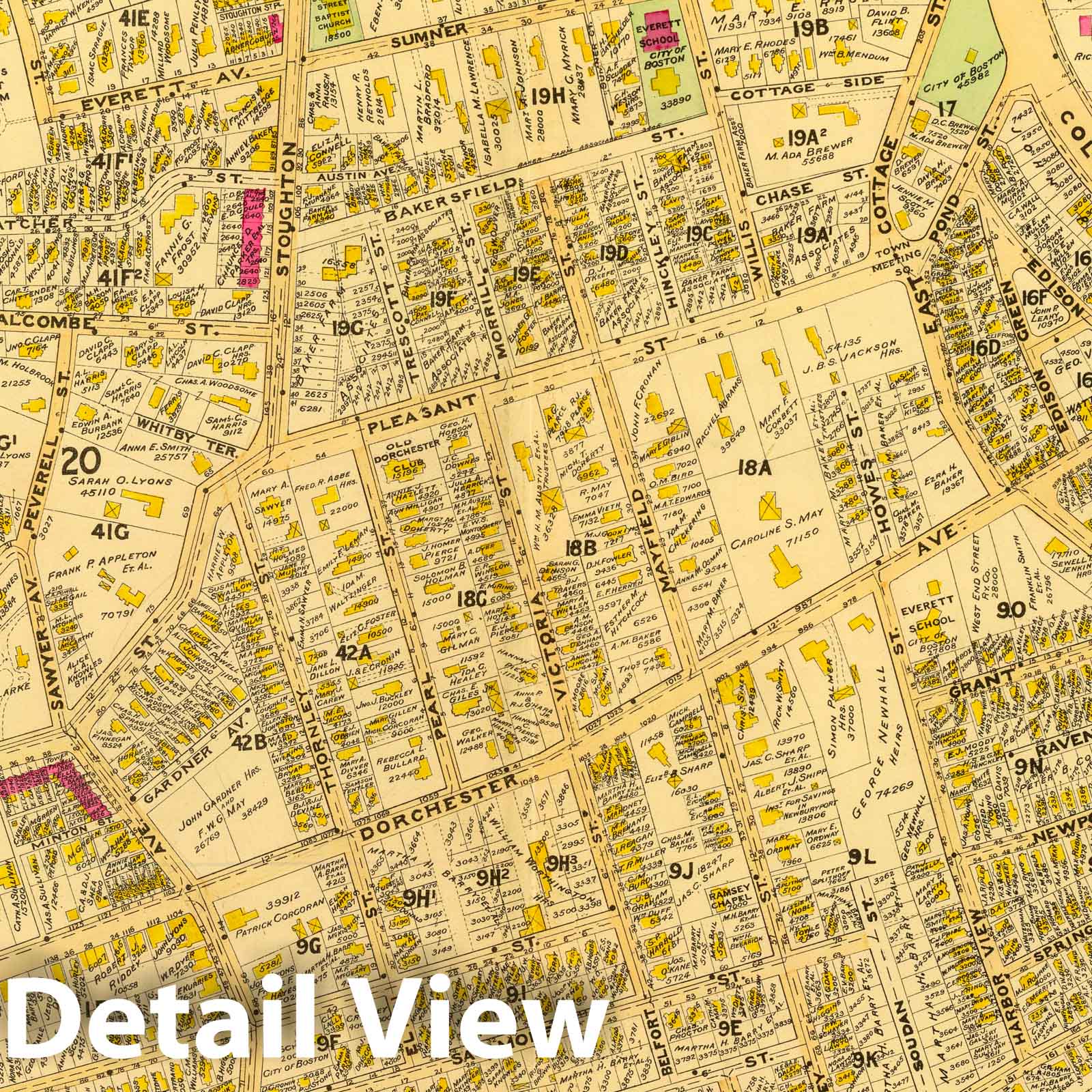 Dorchester, 1899 - Historical City Plan Map Print