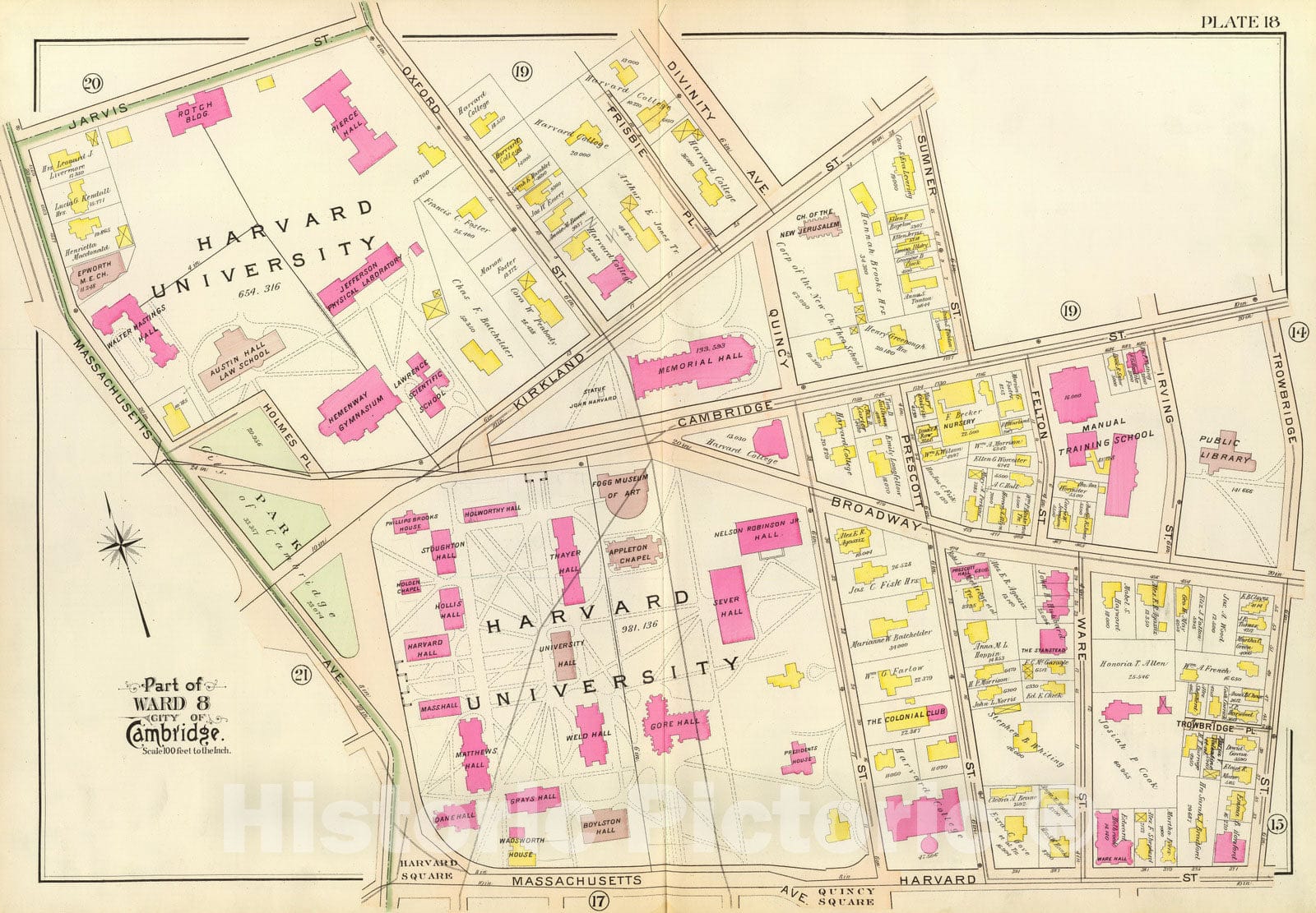 Historic Map : City Atlas - 1903 18. Ward 8. - Vintage Wall Art