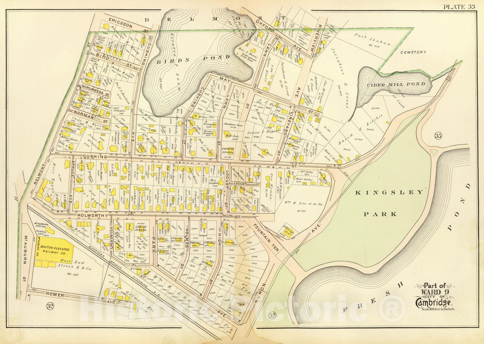 Historic Map : City Atlas - 1903 33. Ward 9. - Vintage Wall Art