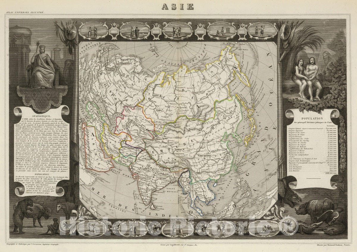 Historic Map : National Atlas - 1856 Asie. - Vintage Wall Art
