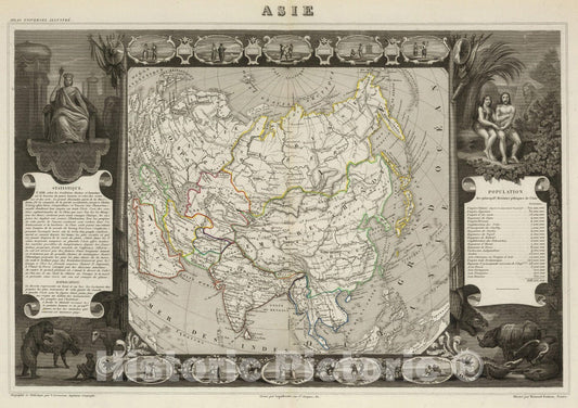 Historic Map : National Atlas - 1856 Asie. - Vintage Wall Art