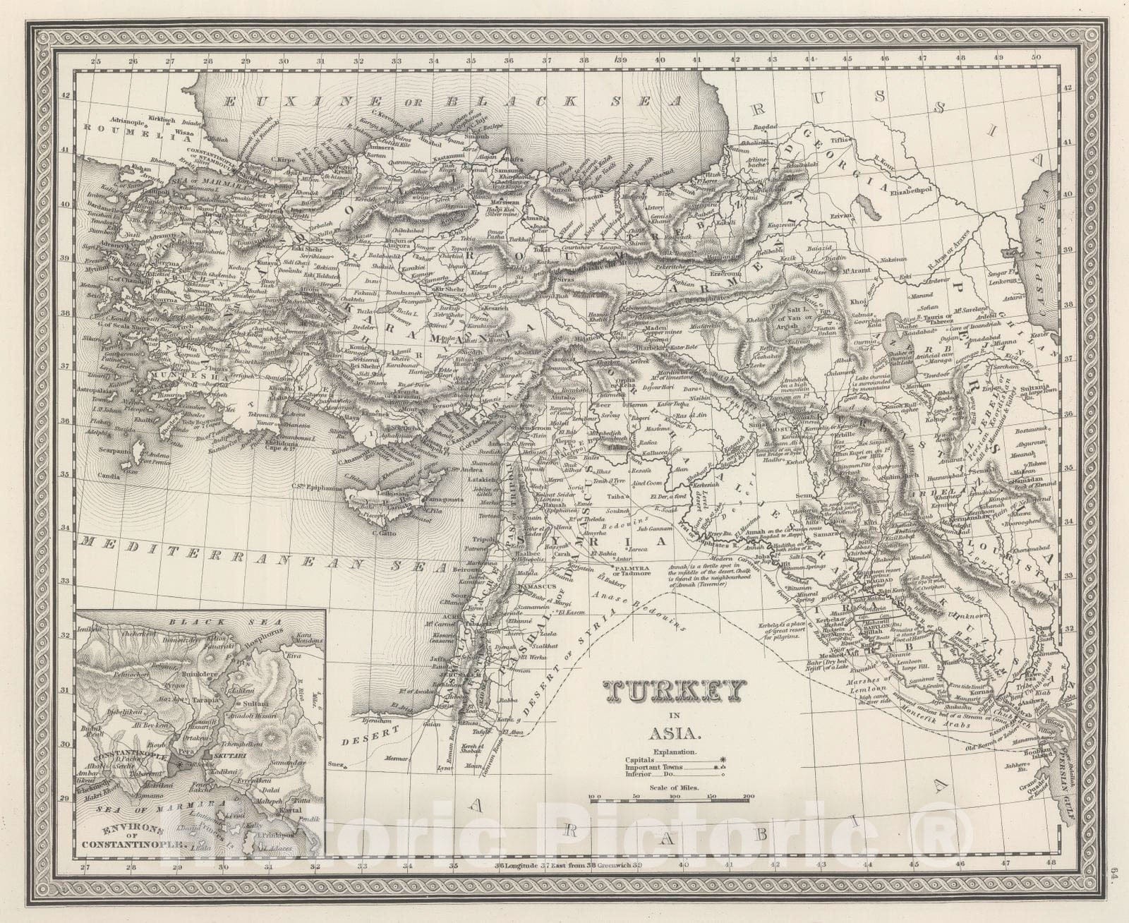 Historic Map : 1848 Turkey in Asia. - Vintage Wall Art