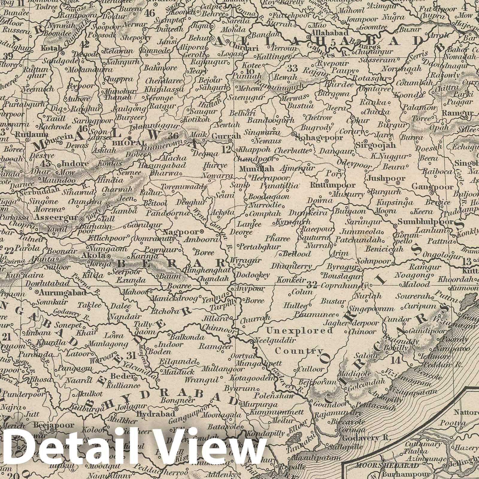Hindustan, 1848 - Historical Map Print