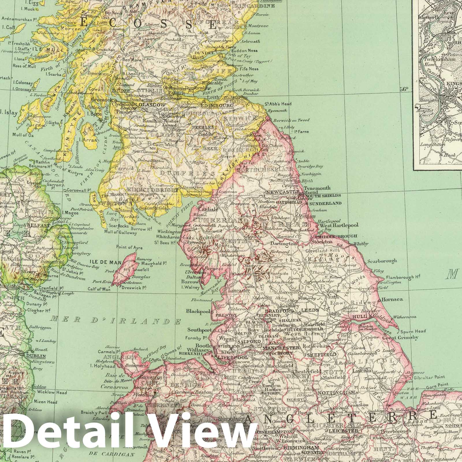 British Isles, 1930 - Historical Map Print from French Atlas