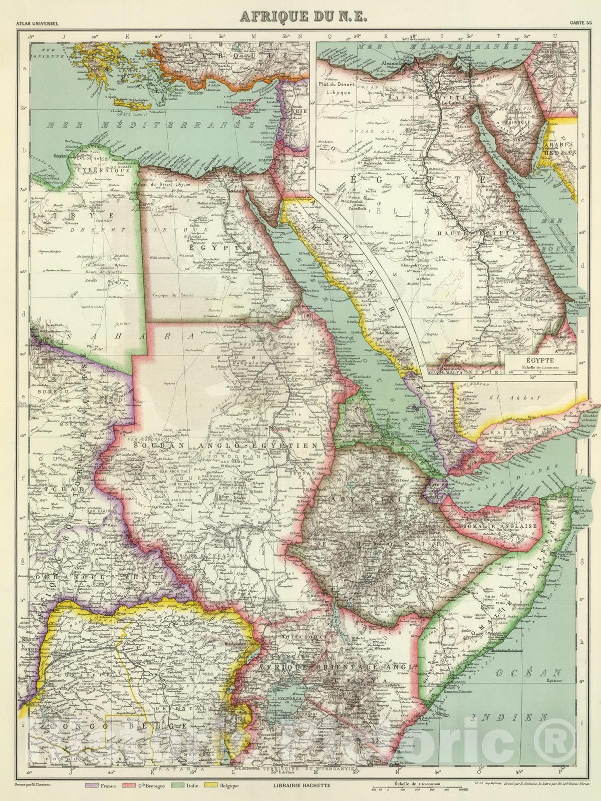 Historic Map : East Africa 1935 Afrique du N.E. , Vintage Wall Art
