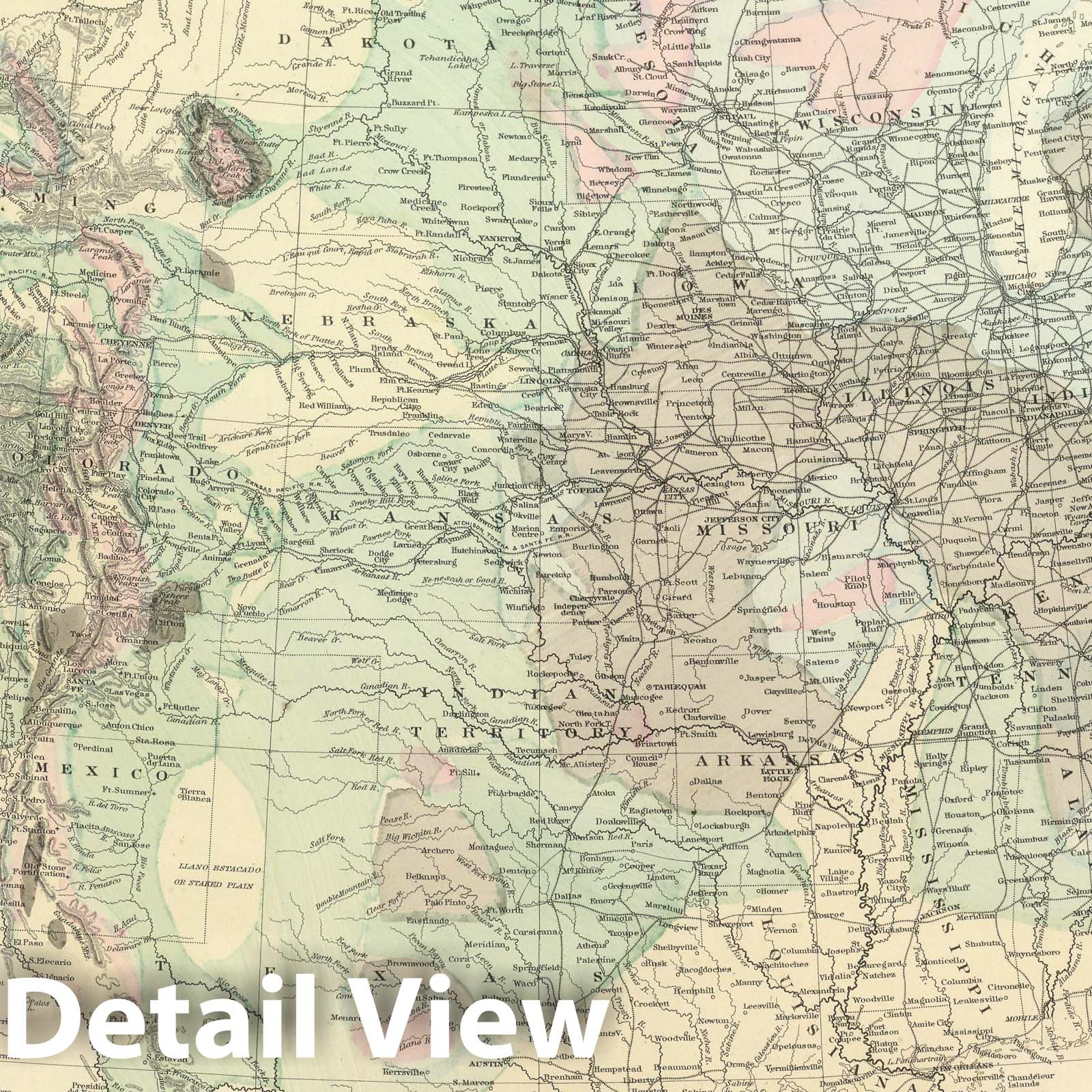 United States and Territories Geological Map, 1875 - Historical Map Print