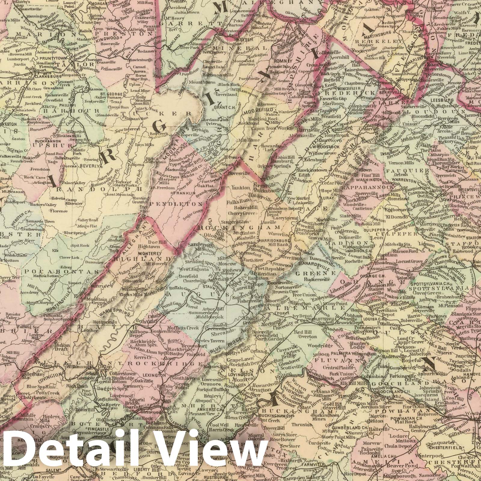 Delaware, Maryland, Virginia, and West Virginia - Railroad Map, 1884
