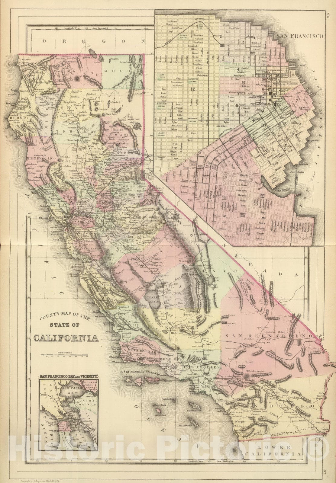 Historic Map : San Francisco (Calif), California, 1884 California, San Francisco. , Vintage Wall Art