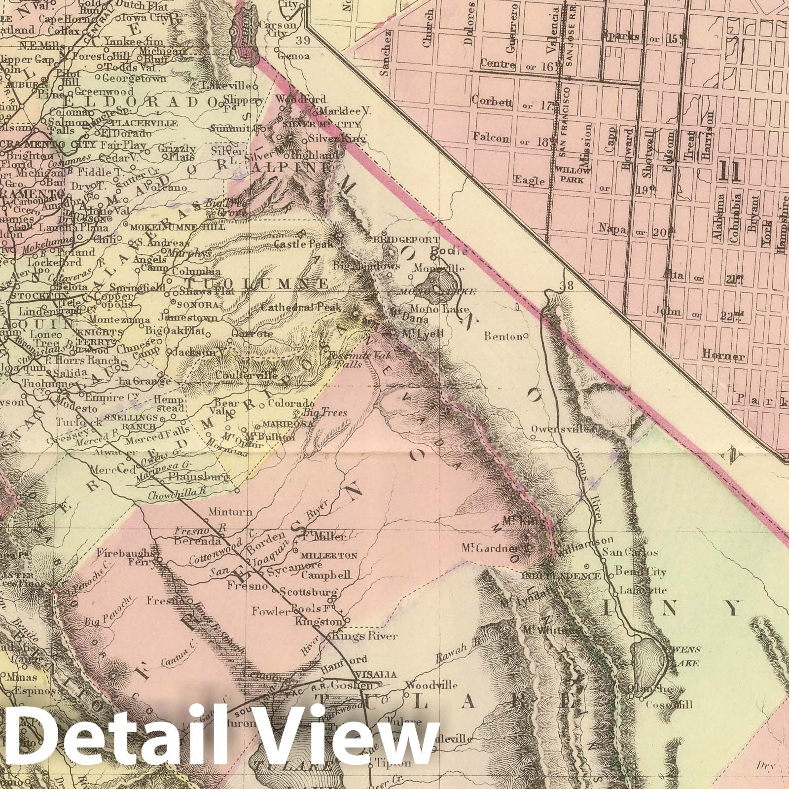 California, San Francisco, and San Francisco Bay - Railroad Map, 1884