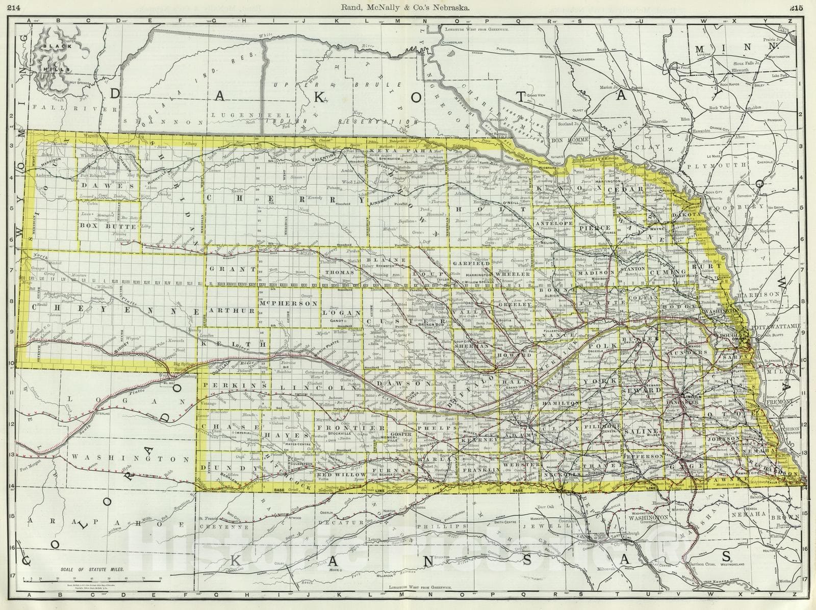 Historic Map : National Atlas - 1889 Nebraska. - Vintage Wall Art