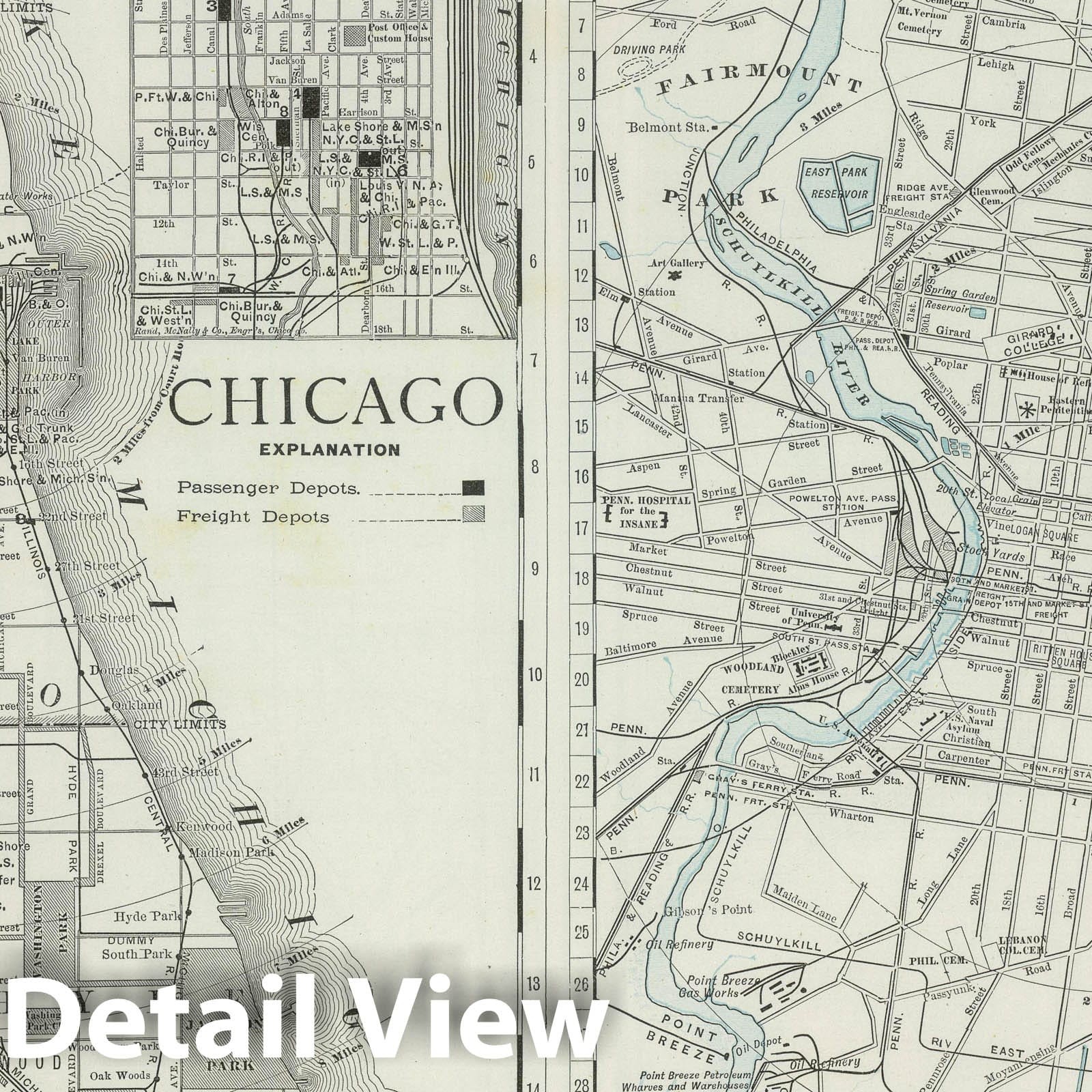 Philadelphia and Chicago - Railroad Map, 1889