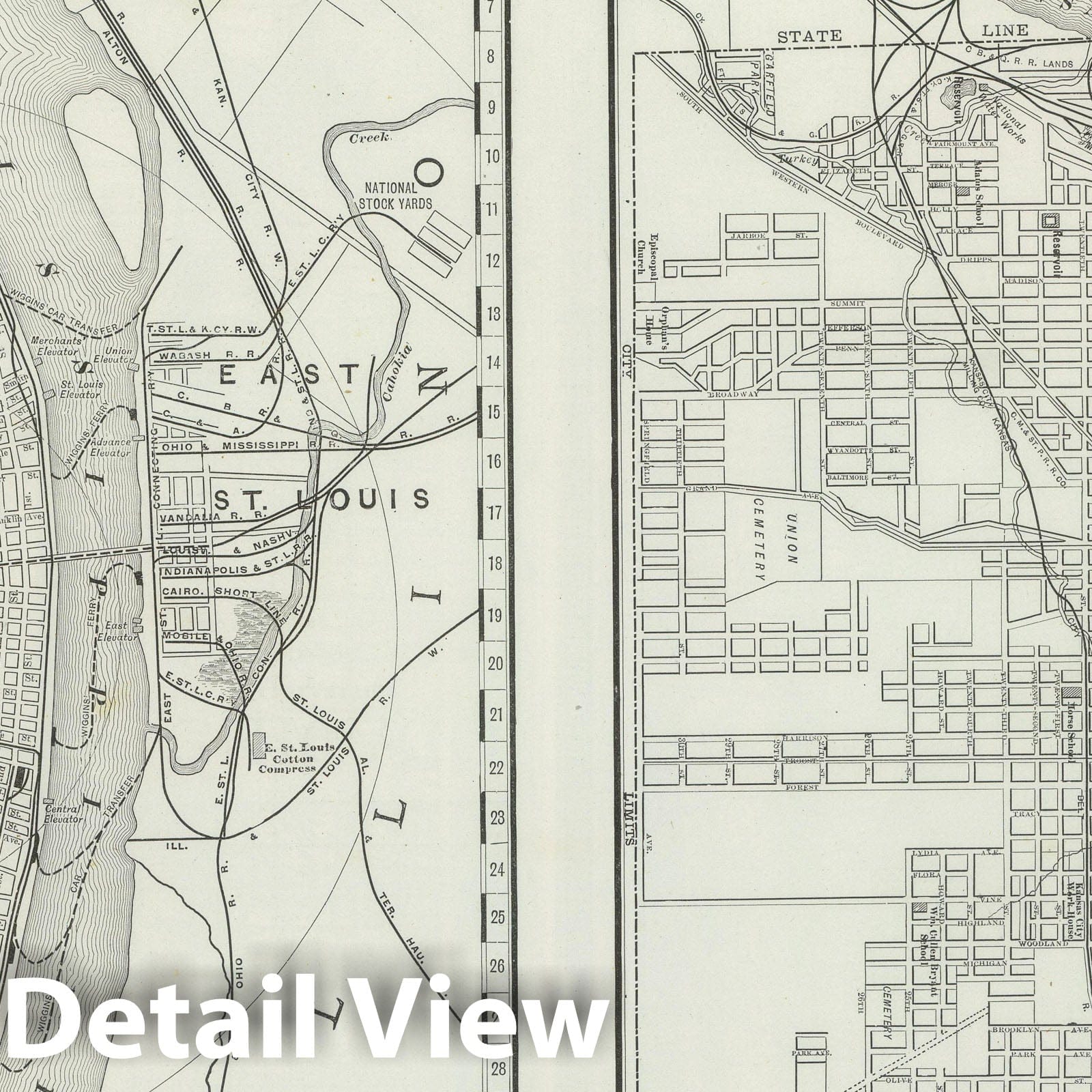 Kansas City and St. Louis - Railroad Map, 1889