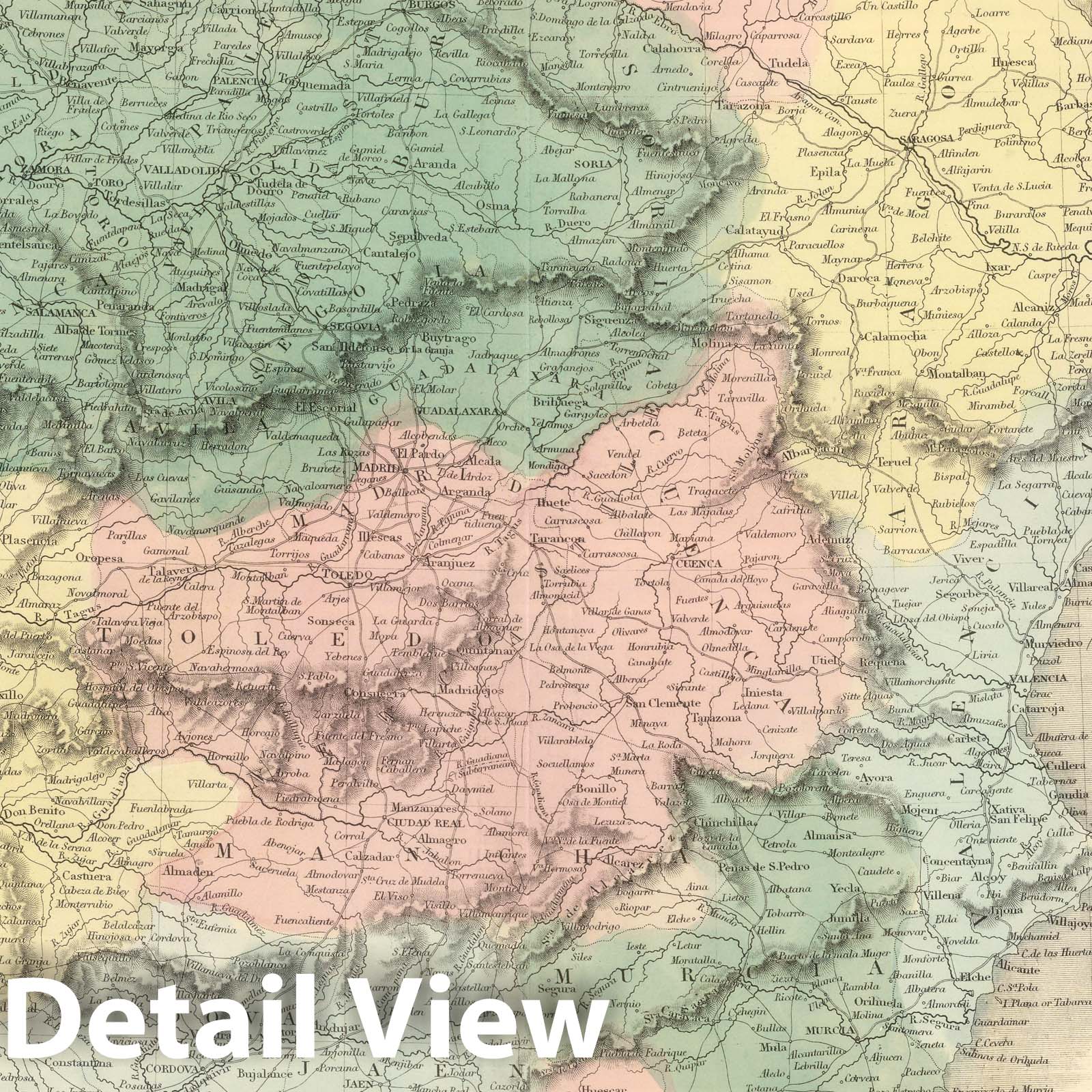 Spain and Portugal, 1854 - Historical Map Print