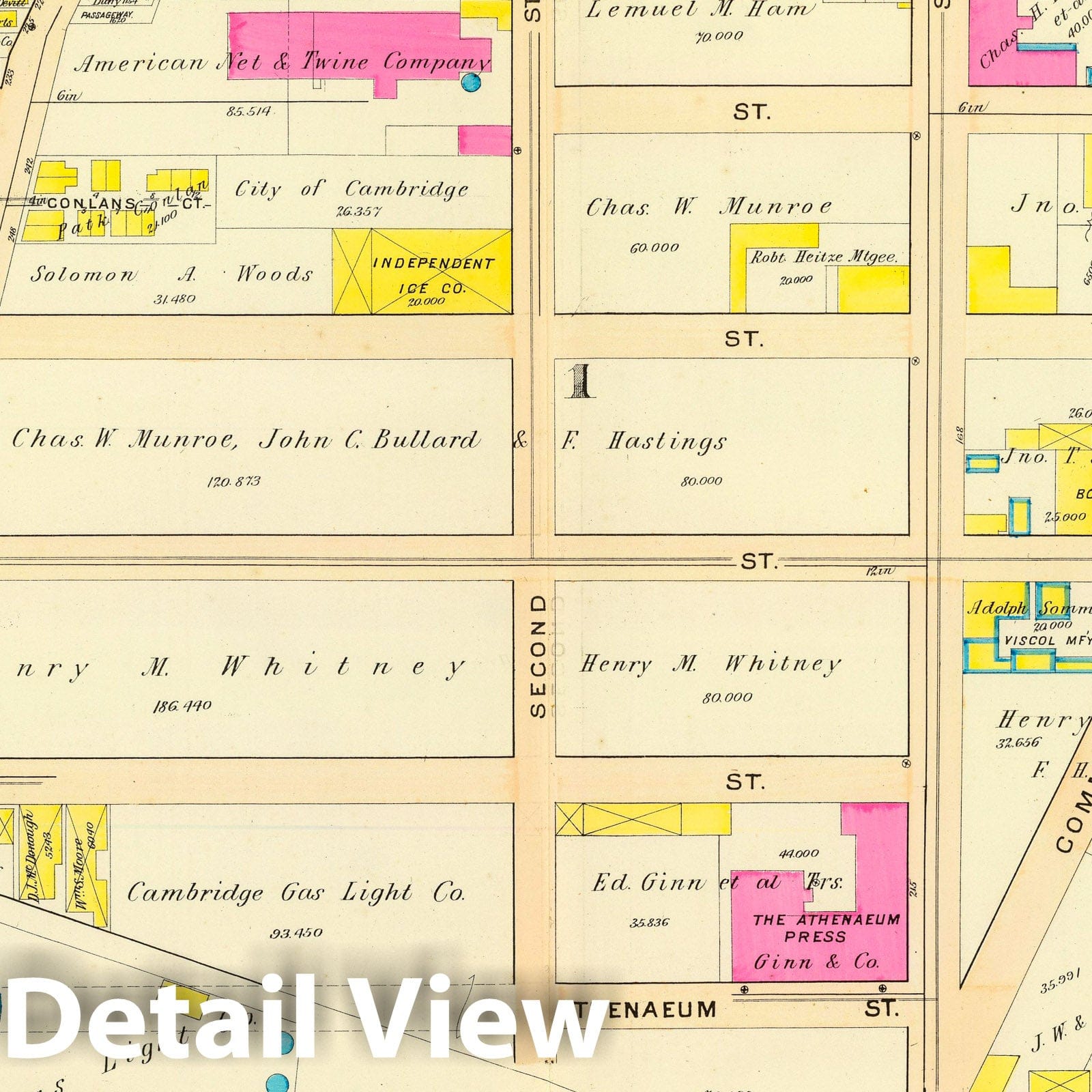 Cambridge, Massachusetts - Wards 1 and 2, 1903 - Historical Map Print
