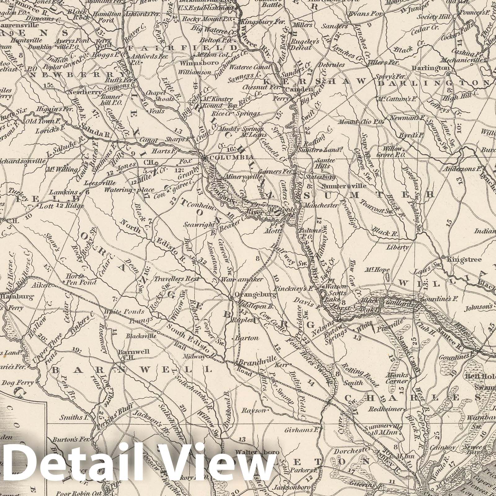 South Carolina with Charleston Inset - Railroad Map, 1848