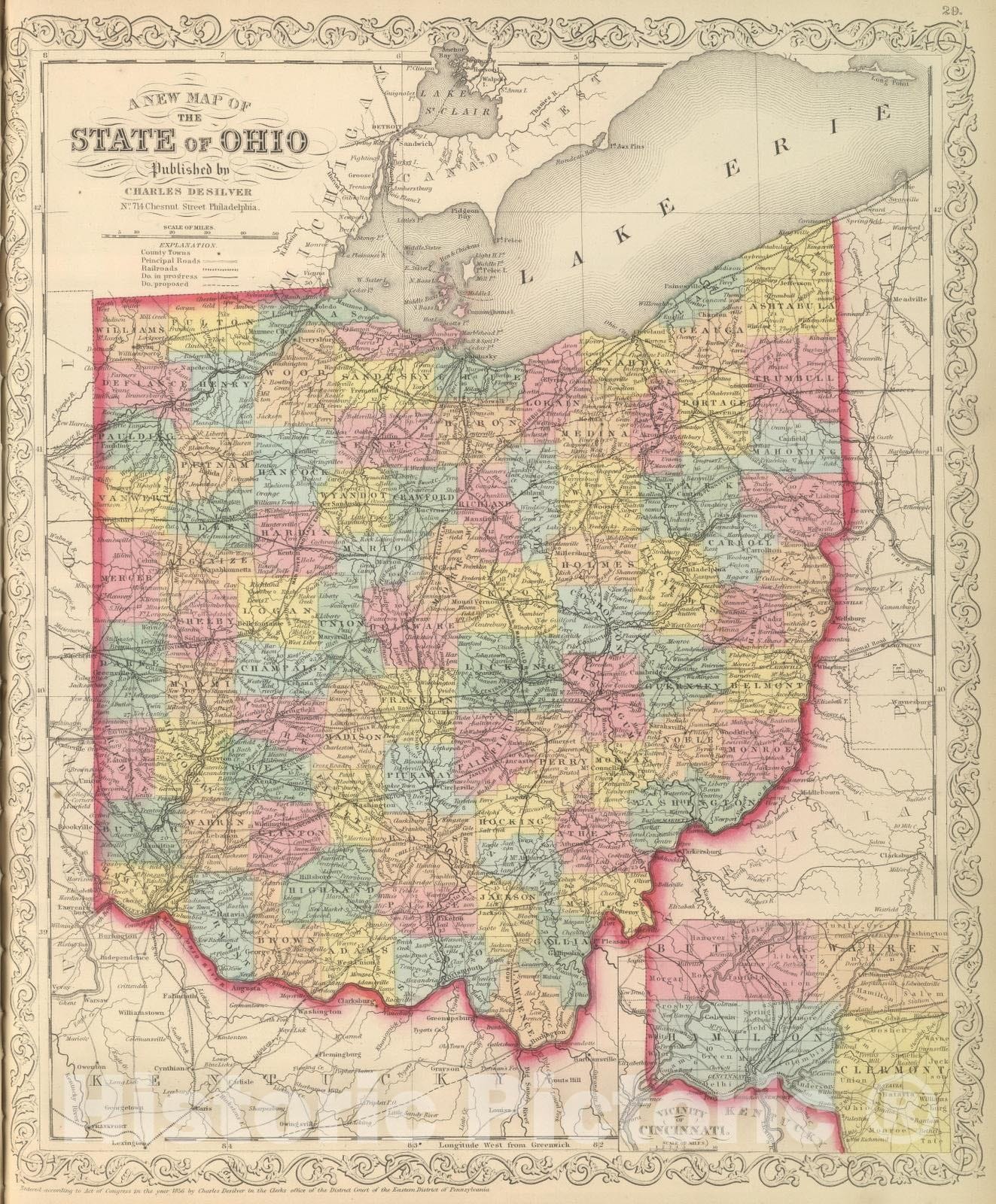 Historic Map : 1859 Ohio : Vintage Wall Art