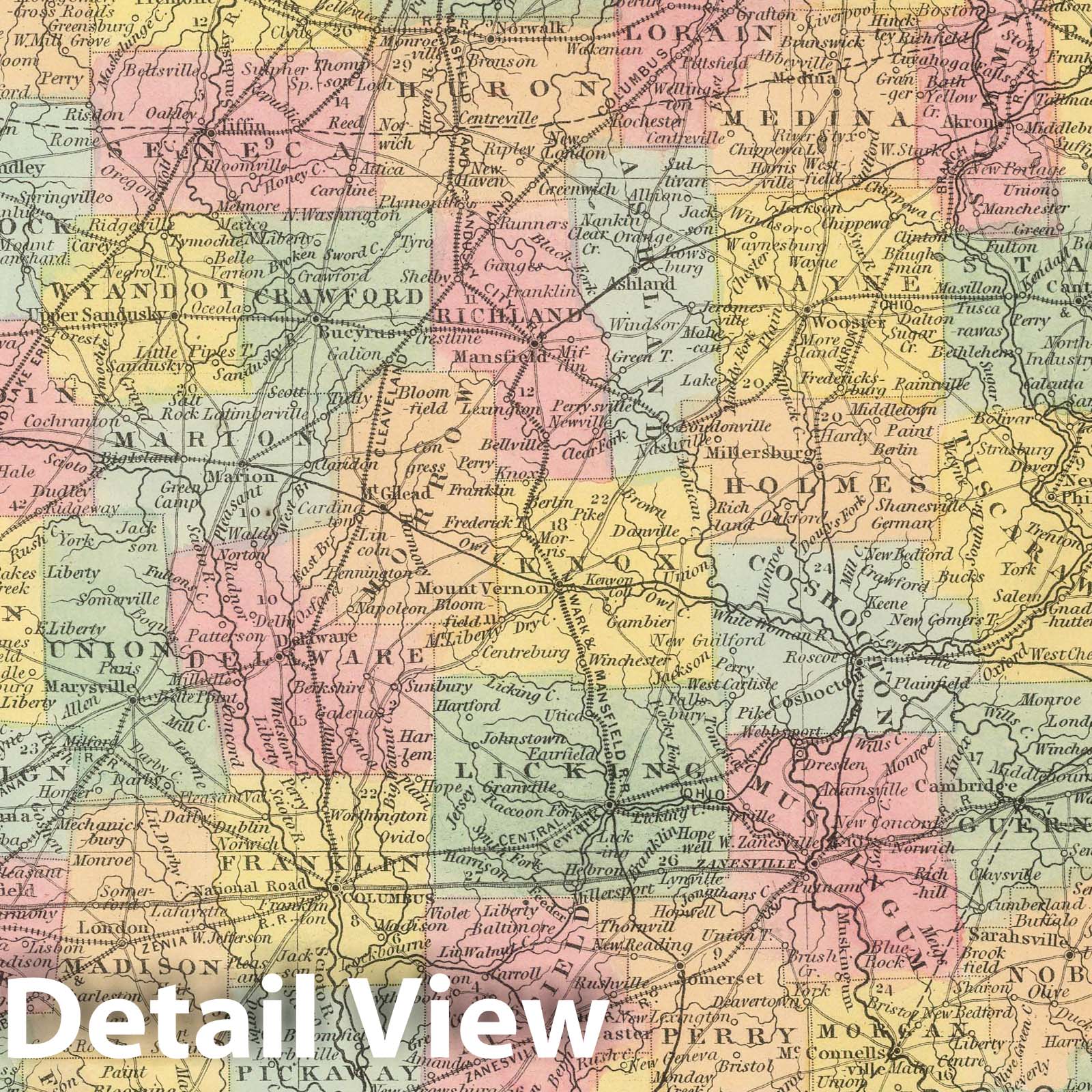 Ohio - Railroad Map, 1859 - Historical Map Print