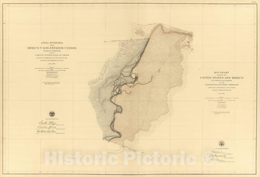 Historic Map : Mexico, Northern Mexico 1901 Linea Divisoria Entre Mexico Y Los Estados Unidos. No. 19. , Vintage Wall Art