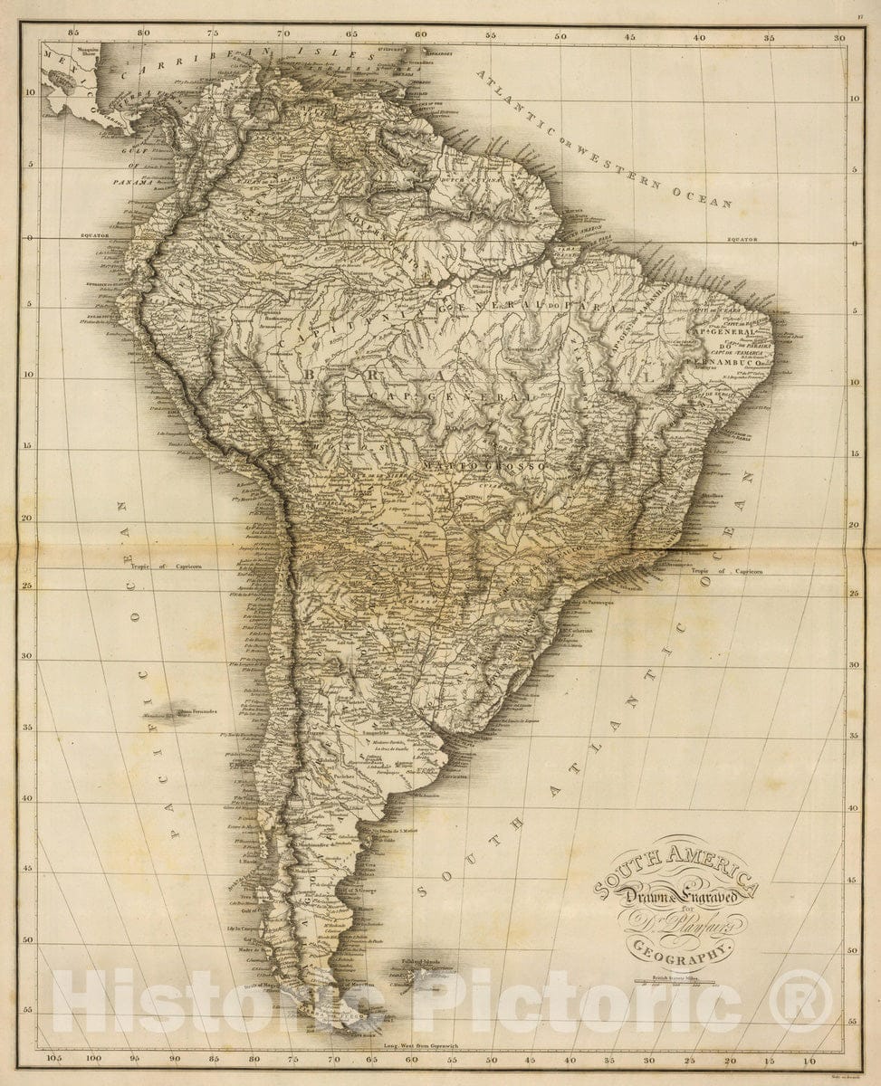 Historic Map : 1814 South America. - Vintage Wall Art