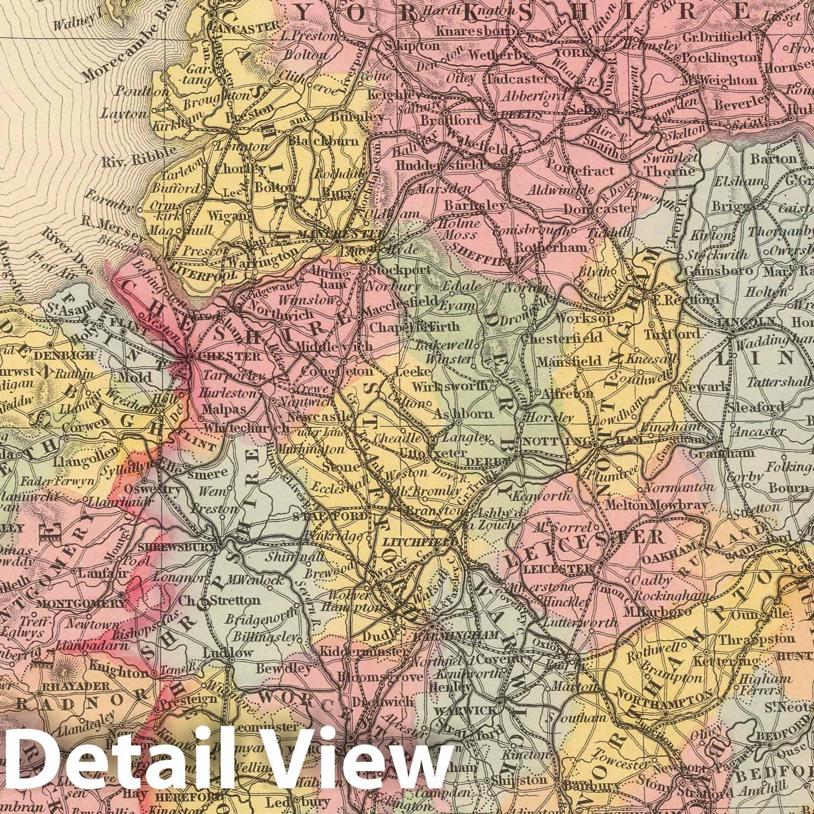 England - Railroad Map, 1859 - Historical Map Print