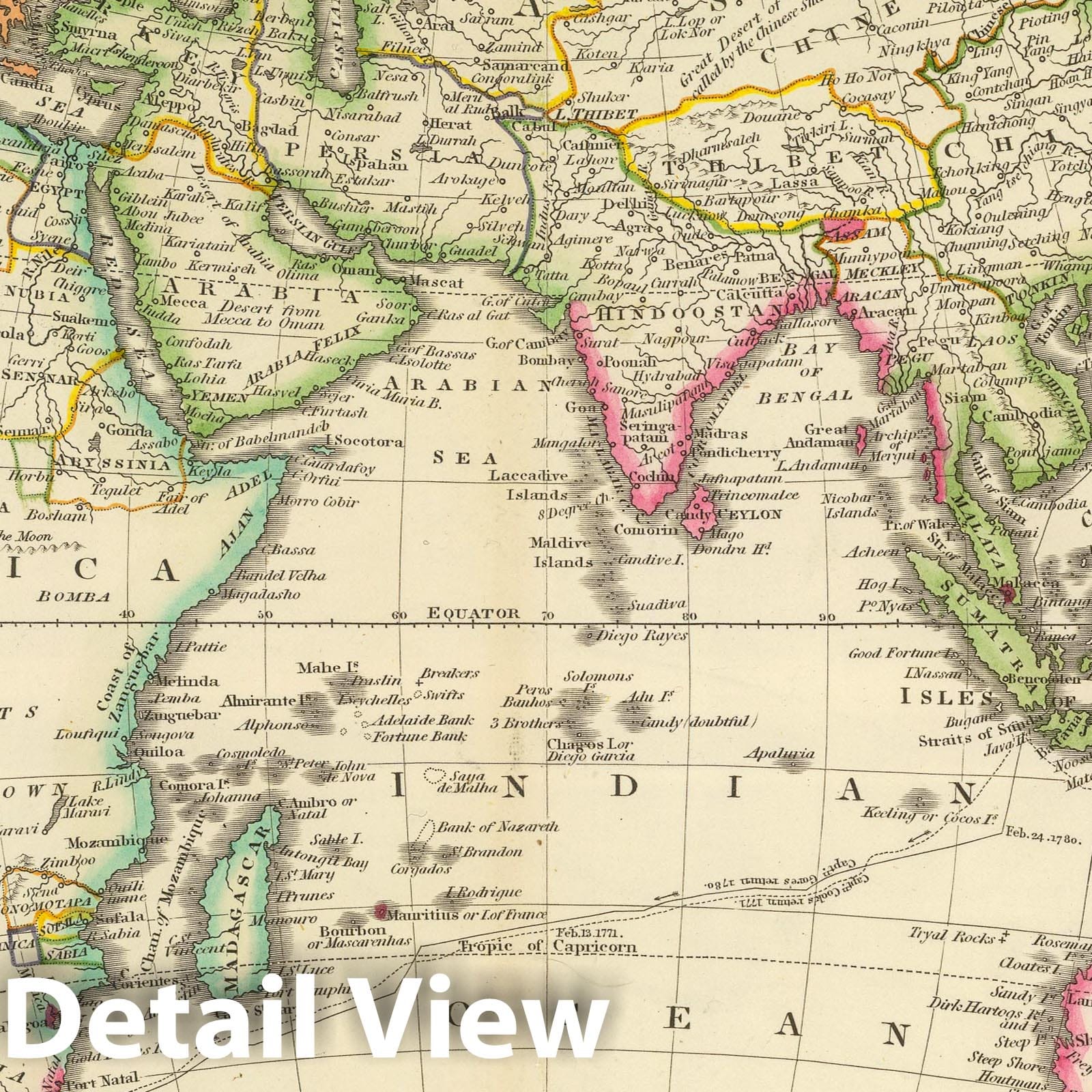 Eastern Hemisphere, 1844 - Historical Map Print