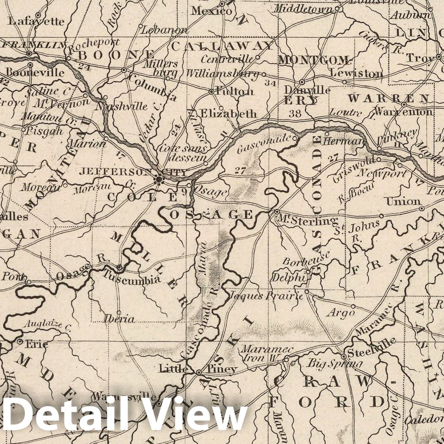 Missouri - Railroad Map, 1848 - Historical Map Print